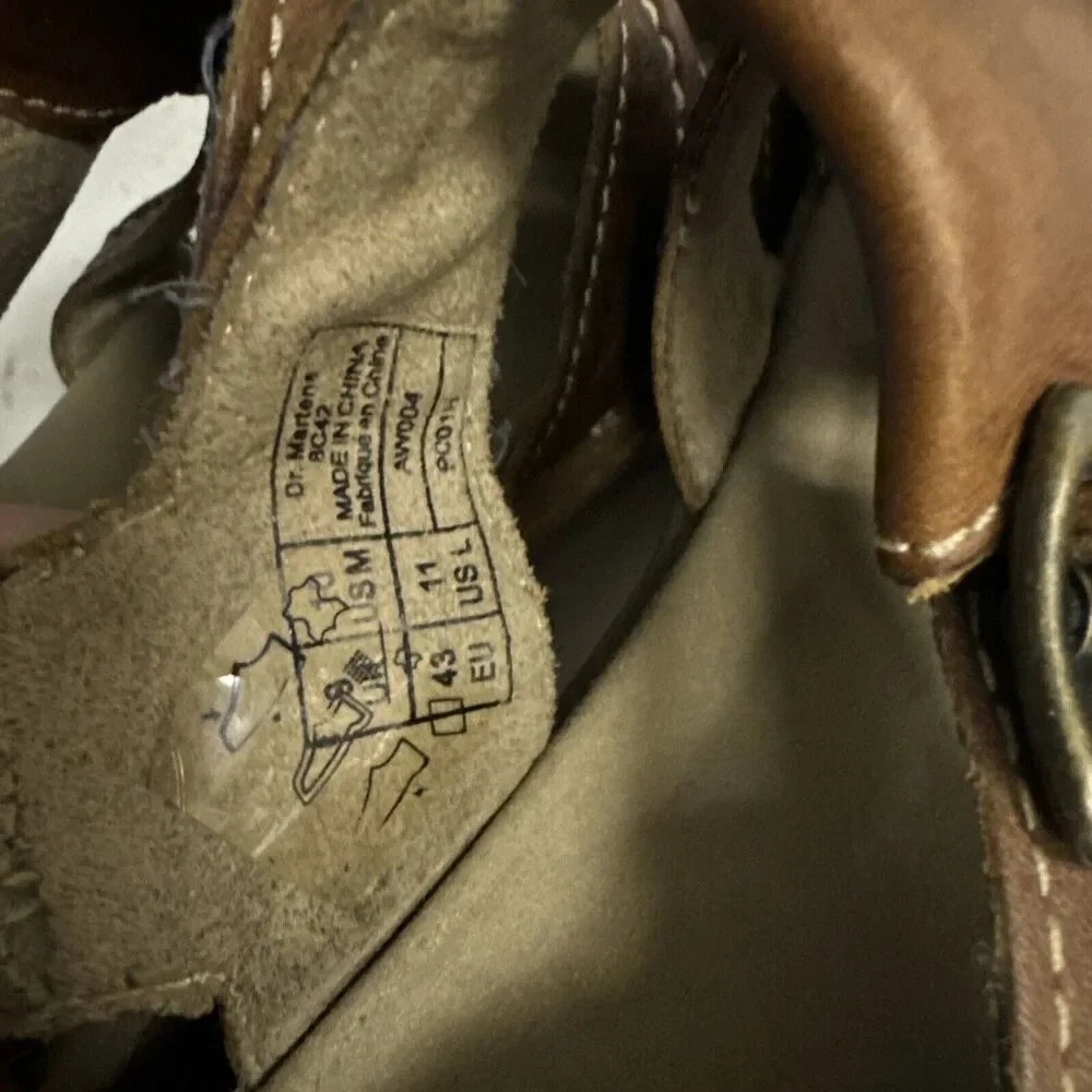 Vintage Y2K Dr. Martens Sandals Fisherman Strap Brown Leather Buckle Men Size 10